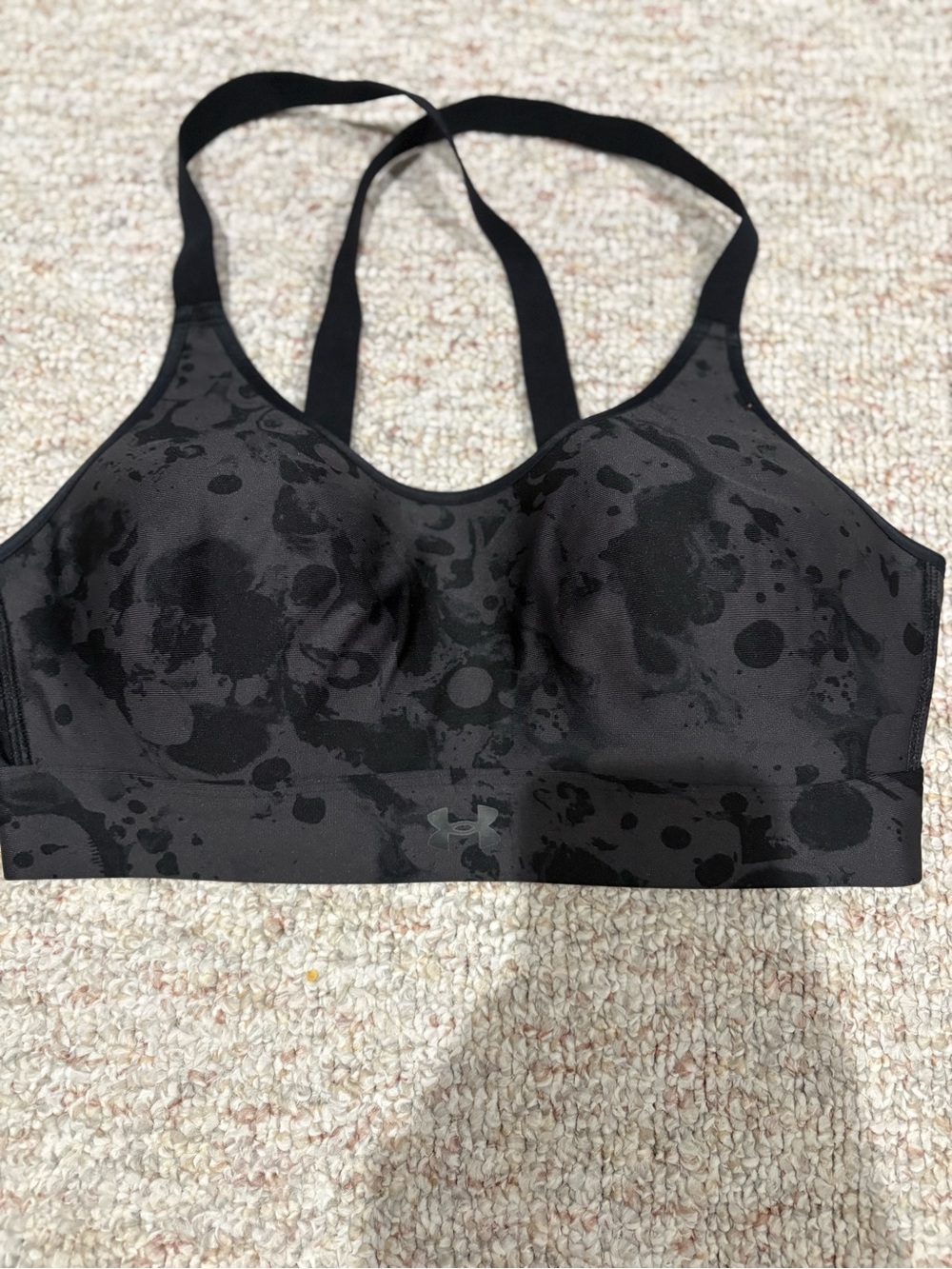 Under Armour Black Splash-Print Medium Support Sports Bra